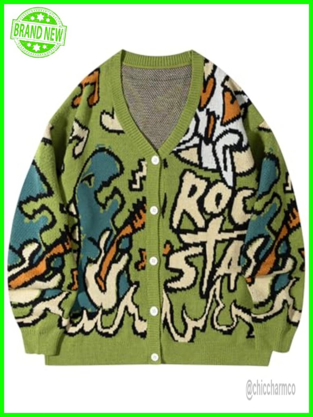 Kissonic Vintage Knit Cardigan Button Down Sweater Cozy Fall
